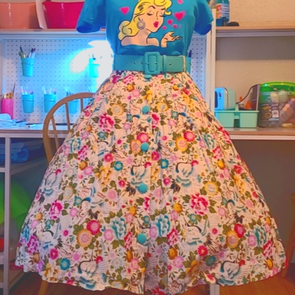 Unique Vintage Pin Up Rockabilly Retro Skirt XL/14